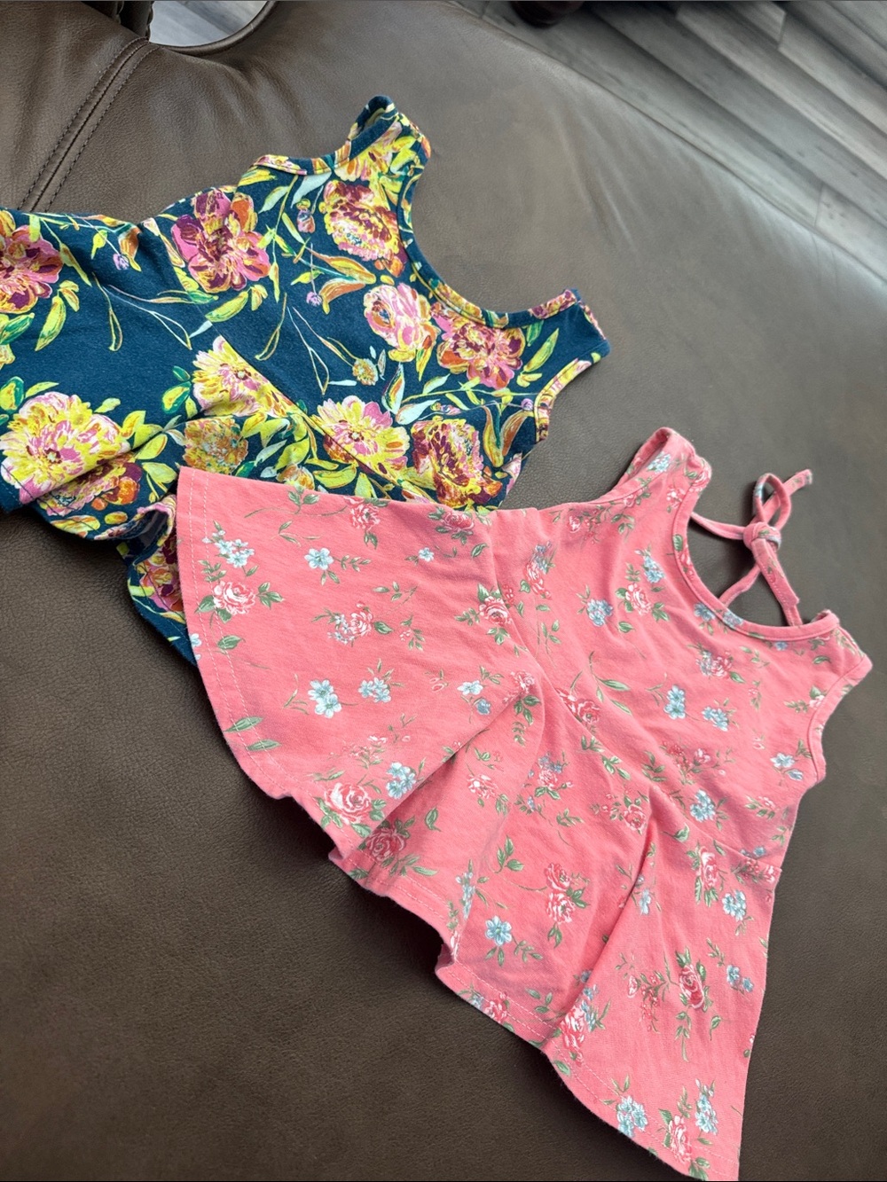 Girls' Floral Tank Tops - Pink & Navy (2-Pack)